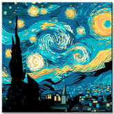 Painting by Numbers Art Abstract Art Blue and Yellow Light Balls in Two Parts